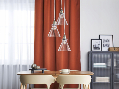 Llambadar varëse industrial, 3 drita, xham transparent, metal brass