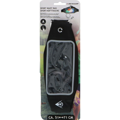 Çantë beli sportive Dunlop, që s’e kap uji, me dritare për telefon, e zezë