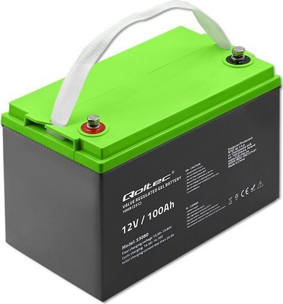 Bateri gel Qoltec 53080, 12V, 100Ah, gri jeshile