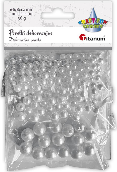 Rruaza plastike Titanum, perlë, 36g, të bardha