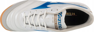 Këpucë futsalli Mizuno Morelia Sala Pro IN M Q1GA241325, taban gome për palestër, me lidhëse, të bardha me blu