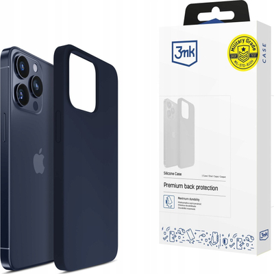 Mbulesë silikoni 3mk për Apple iPhone 15 Pro Max, me mikrofibër, blu e errët
