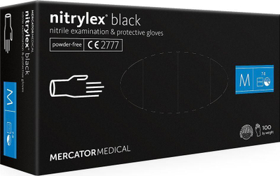 Mercator Nitrylex Black Нитрилни Ракавици, Големина M, 100 парчиња