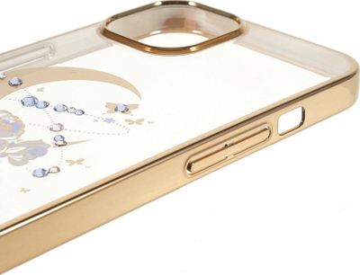 Mbrojtëse telefoni Kingxbar Moon Swarovski për iPhone 13 Pro, plastike, e tejdukshme, me të artë