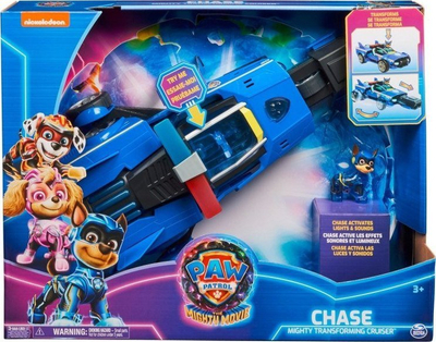 Lodër makinë Spin Master Paw Patrol Chase Mighty Transforming Cruiser, me drita edhe zëra, blu