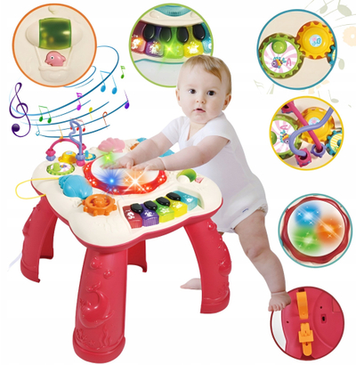 Tavolinë muzikore edukative Bounn, panel interaktiv, me drita dhe piano, shumëngjyrëshe