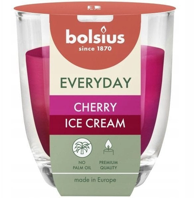 Qiri me aromë Bolsius Everyday Cherry Ice Cream, 21 orë djegie, rozë