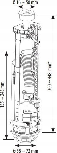 Valvul shkarkimi universale SIAMP Siphon Optima 49, funksion 3/6 L, për kazan uji