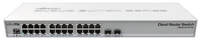 Мрежен свич MikroTik CRS326-24G-2S+RM, 24x Gigabit Ethernet, 2x SFP+, за во рак