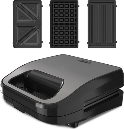 Toster sanduiçesh Black+Decker BXSA754E, pllaka që ndërrohen, veshje që s’ngjit, i zi