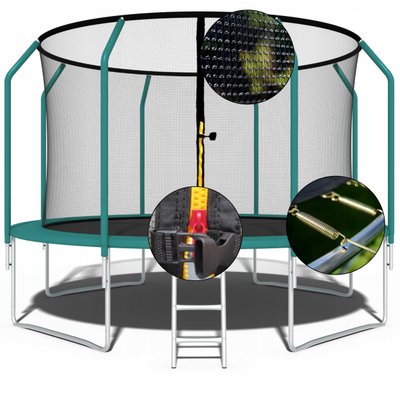 Trampolinë kopshti FUNFIT PREMIUM 404cm, rrjetë e brendshme, shkallë, shumëngjyrëshe
