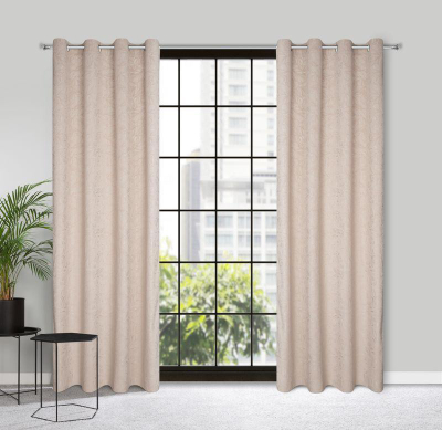 Perde Eurofirany Drape 386650, 140x250cm, kadife me lule, bezhë