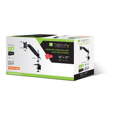 Mbajtëse tavoline për monitor Techly, 15-27", 360mm, e zezë