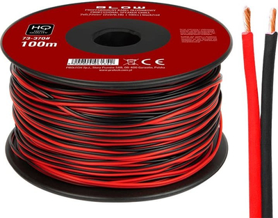 Kabllo audio për altoparlantë CCA HQ, 2x0.22mm, 100m, zi kuqe