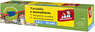 Qese me mbyllje Jan Niezbędny, 1.5L, 12 copë, transparente