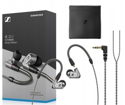 Kufje në vesh Sennheiser IE 200, dinamikë 7 mm, kabëll 3.5 mm, argjendi