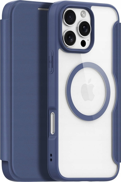 Kapotë telefoni DUX DUCIS Skin X Pro Series për iPhone 16 Pro Max, me MagSafe, me kapak edhe me xhep karte, blu