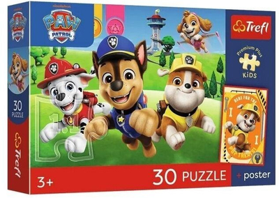 Puzzle Trefl PremPlus Kids Paw Patrol, 30 pjesë, me poster