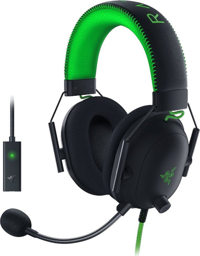 Kufje lojnash Razer BlackShark V2, me kabllo, me kartë zëri USB, të zeza