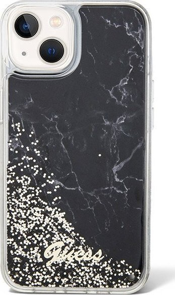 Guaskë telefoni Guess GUHCP14SLCSGSGK për iPhone 14, Liquid Glitter Marble, e zezë