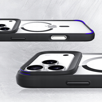 Mbrojtëse telefoni 3MK Satin Armor Clear MagCase, për iPhone 17 Pro, MagSafe, transparente me kornizë të zezë