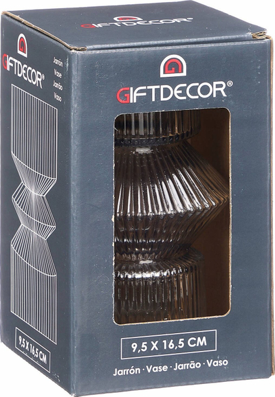 Vazo dekorative Giftdecor Stripe Vase 1 Body, kristal, 9.5 cm, gri