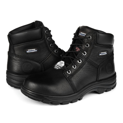 Работни обувки Skechers Workshire M 77009EC, челична капа, кожа, црни