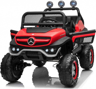 Makina elektrike për fëmijë ADEL Mercedes Unimog JL199, 4x4, me drita, e kuqe