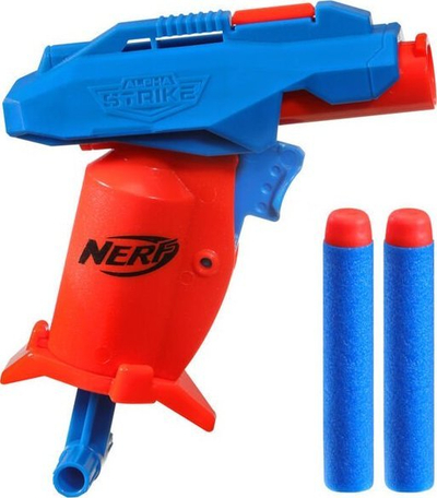 Lodër blaster NERF Alpha Strike Slinger SD-1, me fishekë shkumë, ngarkim manual, blu portokall