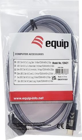 Kабел USB C Equip 128421, USB 3.2 Gen 2x2, 1m, црн