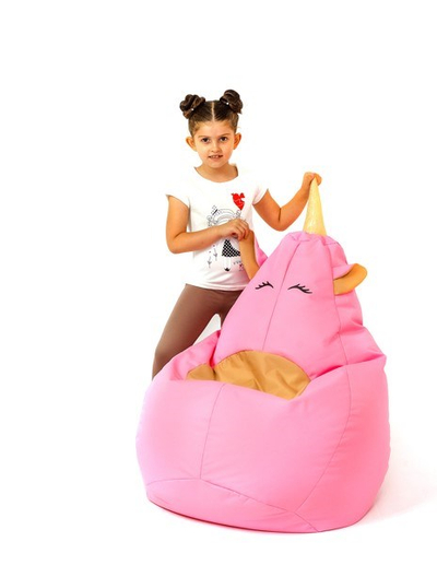 Sako sedie Go Gift Bean Bag Pouf Pink Unicorn XL, 130 x 90 cm, rozë