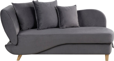 Divan chaise lounge dopio, kadife me vend për rrobat poshtë, shpinore që lëviz, gri e errët