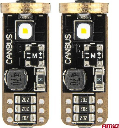 Llamba LED CANBUS AMiO T10 W5W 3SMD, 12V 24V, e bardhë