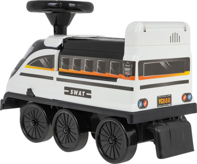 Makina lodër Ride-On Dearbong 2 në 1, me pistë parkimi dhe 4 makina die-cast, bardhë e verdhë