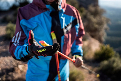 Ракавици за трчање Leki Ultra Trail Storm Shark, систем Shark, тесно пристегање, црни и црвени