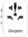 Adaptor universal udhëtimi Energizer, multi-socket, 2x USB, i bardhë
