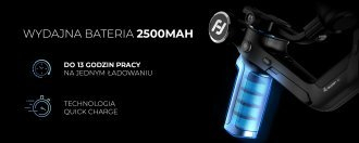 Stabilizator gimbal FeiyuTech Scorp C për DSLR dhe kamera mirrorless, me dorezë të rehatsme, i zi