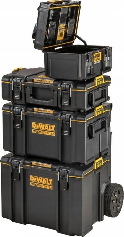 Kuti veglash Dewalt Toughsystem 2.0 DWST83471-QW, karikues baterish 18V XR FlexVolt 2x4A, porta USB, e zezë