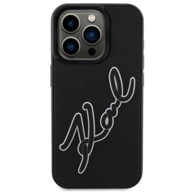 Mbulesë telefoni Karl Lagerfeld 3D Rubber Signature për iPhone 15 Pro Max, 6.7\", e zezë