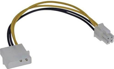 Kabllo adapter energjie InLine 26632, nga Molex në ATX EPS 4 pin, 0.2m, e verdhë