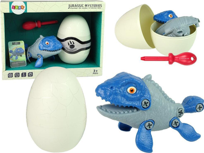 Lodër dinosaur LeanToys Mosasaur set me vezë, DIY me kaçavidë, blu