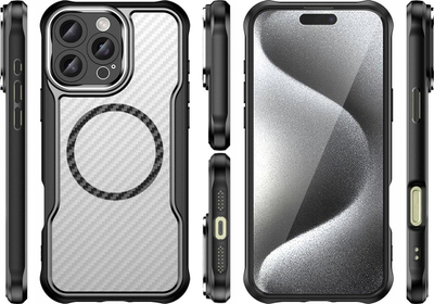 Mbështjellës telefoni Leading Series MagSafe, për iPhone 16 Pro, silikoni, i zi