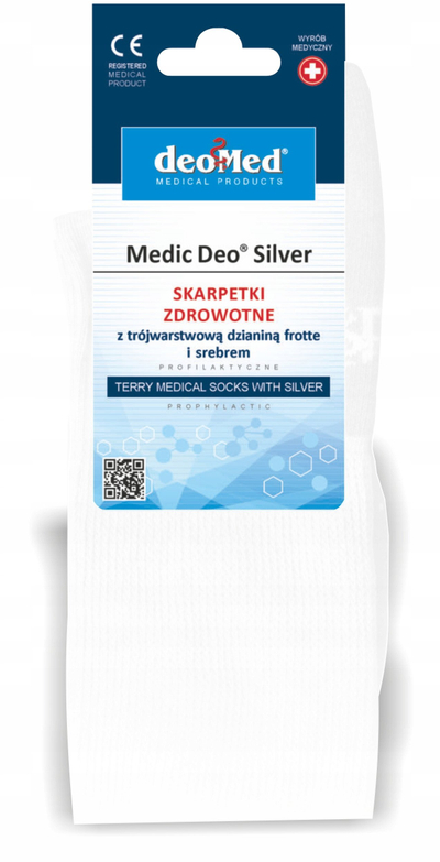 Çorape shëndetësore Deomed Medic Deo Silver Frotte, antibakteriale, masa 41-43, të bardha