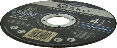 Метален сечачки диск Geko Premium G78202, 115mm, 1.2mm, Inox
