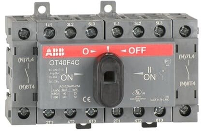 Ndërprerës manual burimi ABB OT40F4C, 40A, 4 pole, gri
