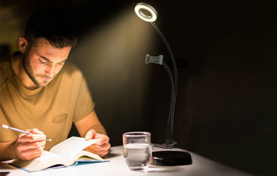 Lampë unazë LED Platinet Ring Light 6", 3 ngjyra drite, me mbajtës telefoni, e zezë