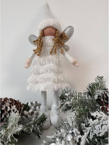 Figurinë dekorative Ruhhy Fairy White Christmas 22342, për Krishtlindje, e bardhë