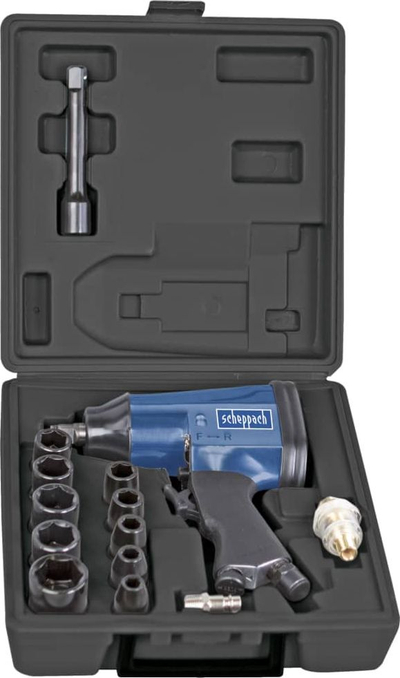 Çelës goditës me ajër Scheppach Skip20A, set me 10 koka 1/2", blu