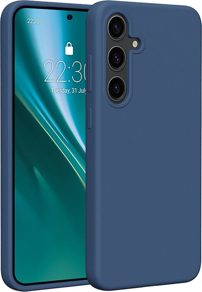 Maskë Etteri Silicone Case, Galaxy S24 Plus, e kaltër e errët