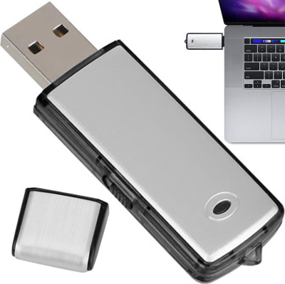 Regjistrues zanor digjital Retoo USB, 8GB, aktivizim nga zhurma, argjendtë